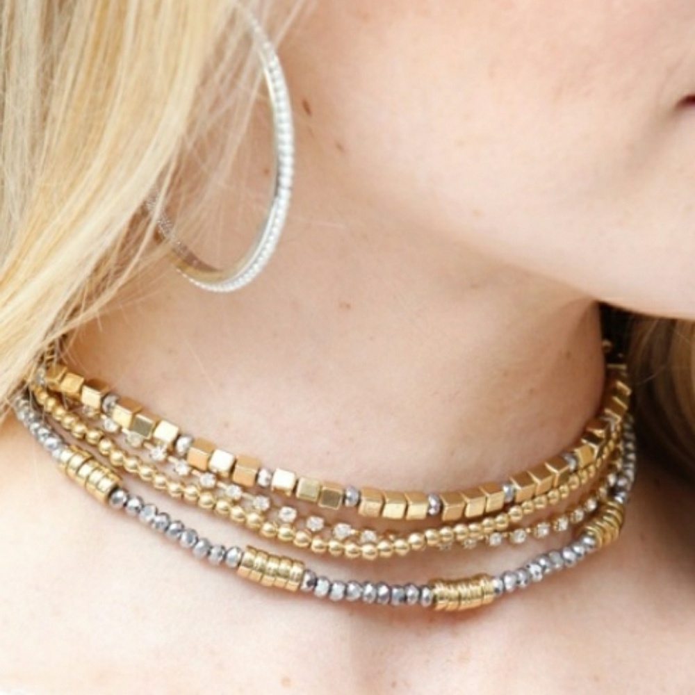 4 strand Gold & Silver Metallic Choker